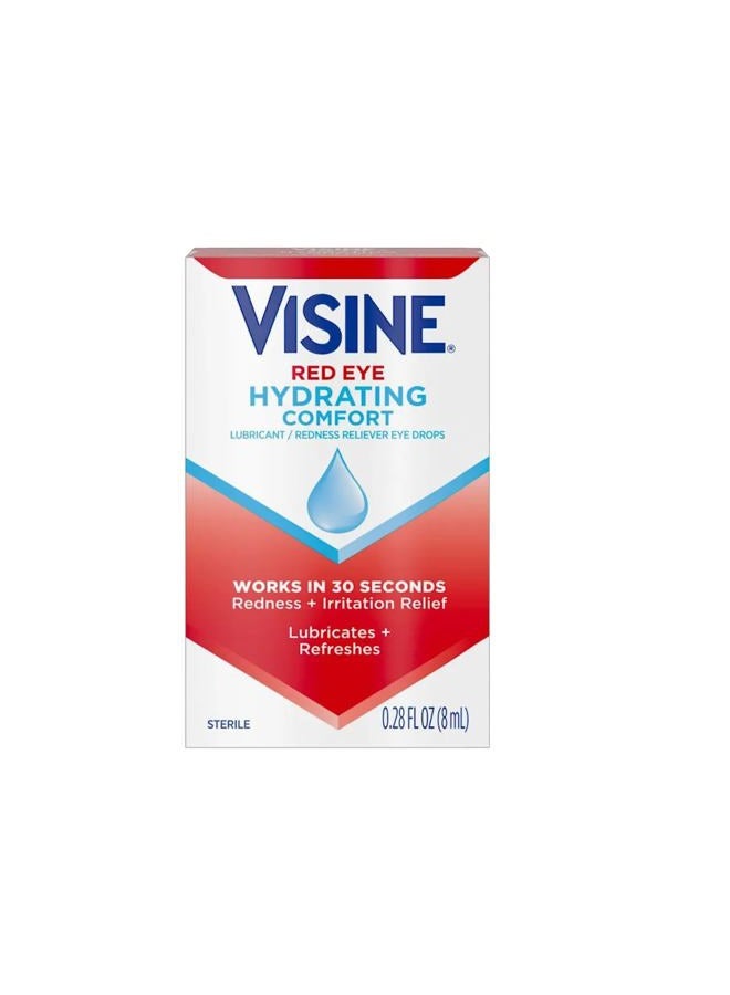 Visine Red Eye Hydrating Comfort Redness Relief and Lubricant Eye Drops to Help Moisturize and Relieve Red Eyes Due to Minor Eye Irritations Fast .28oz - Image 1